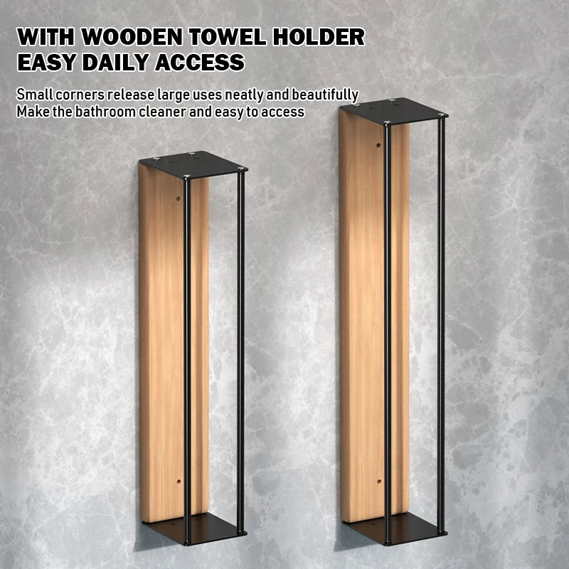 Bathroom wall mounted towel rack, bathroom decorative towel rack, towel hanging rack, roll towel storage, no drilling required