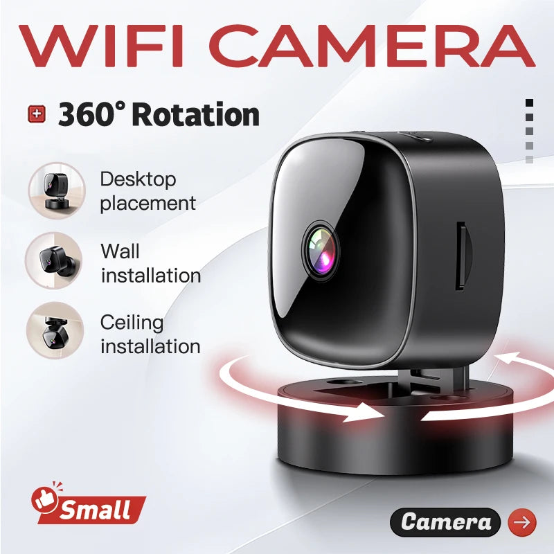 New Security Monitoring High Definition 4K 360 ° Rotating WiFi Mini Camera No Need for Plug in Night Vision Smart Home