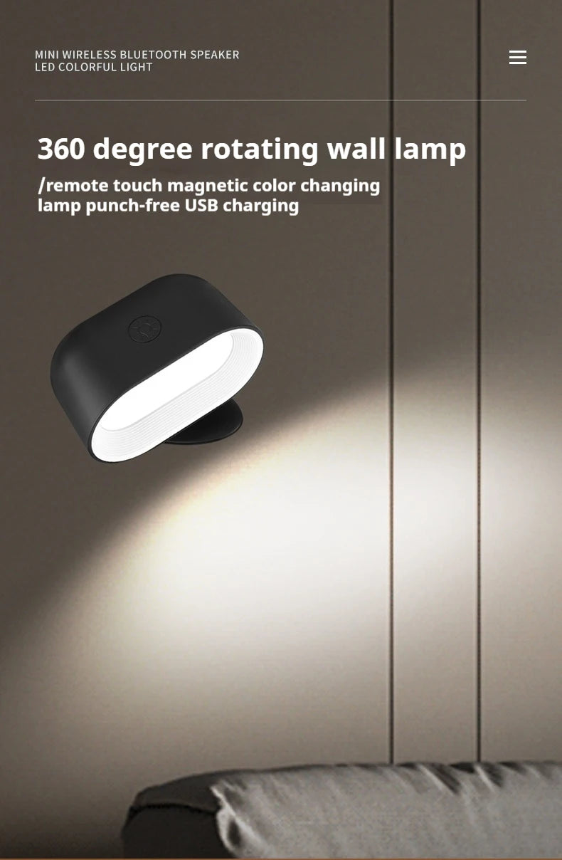 Wall Sconce Indoor Magnetic Remote Control Wall Light RGB Color Picture Backlight Night Light 360 Degree Rotation Wall Lamp