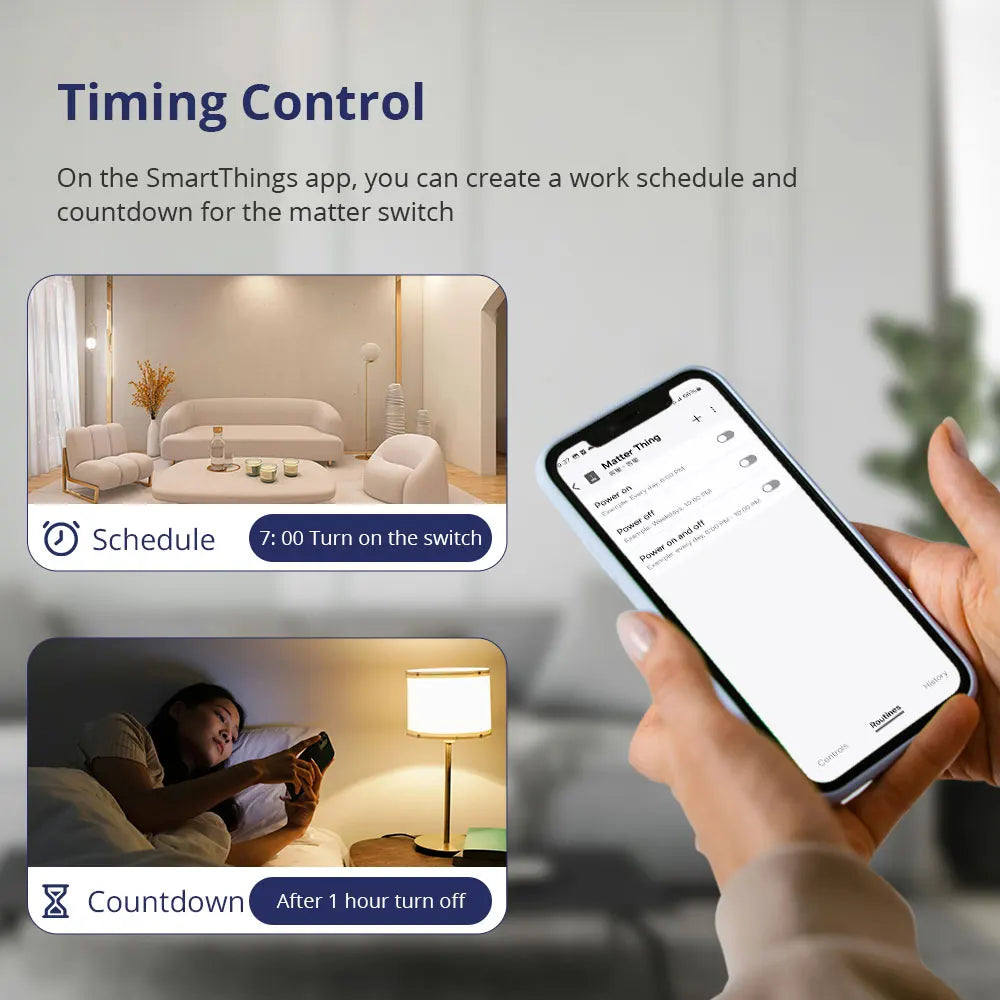 Matter Over WiFi US Smart Wall Light Switch 1 2 3 4 6 Gangs with Black Button Neutral Required Homekit SmartThings App Control