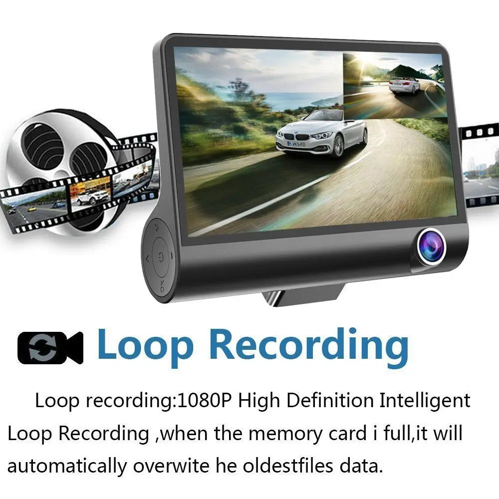 Car DVR with 3 Cameras Dash Camera Cabin Camera with Front and Rear view Camera Video Recorder Auto Registrator Dvrs Dash Cam
