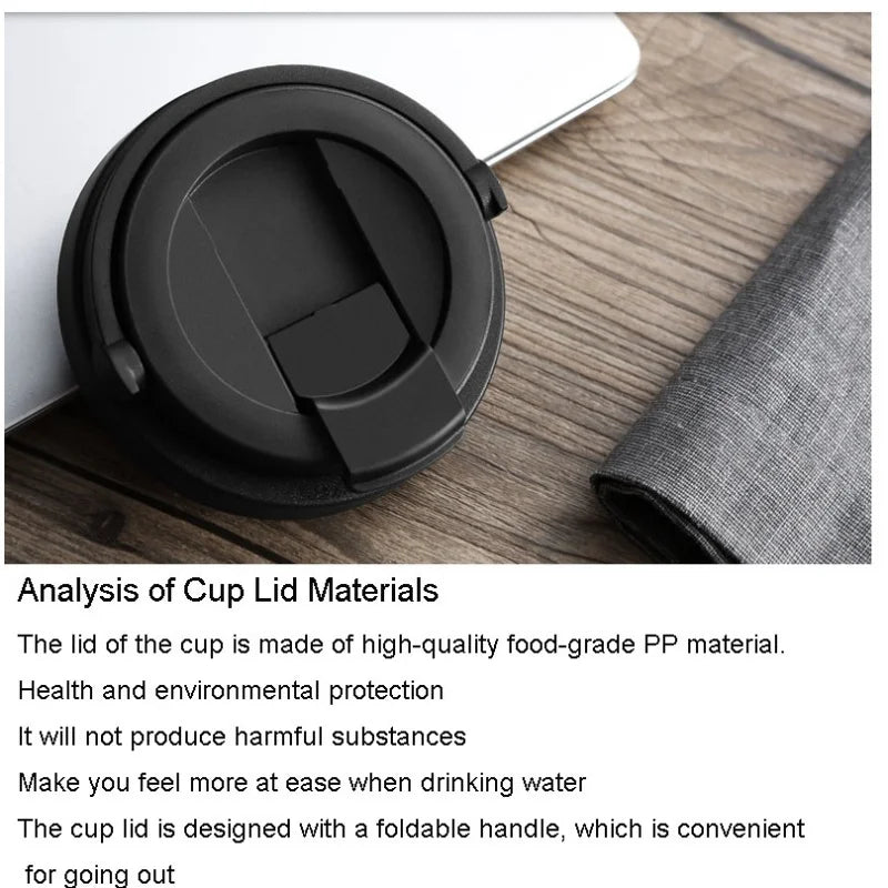New American Simple Coffee Cup Portable Office Large-capacity Double-layer Vacuum Thermos Cup with Rope Seamless Lined Mug