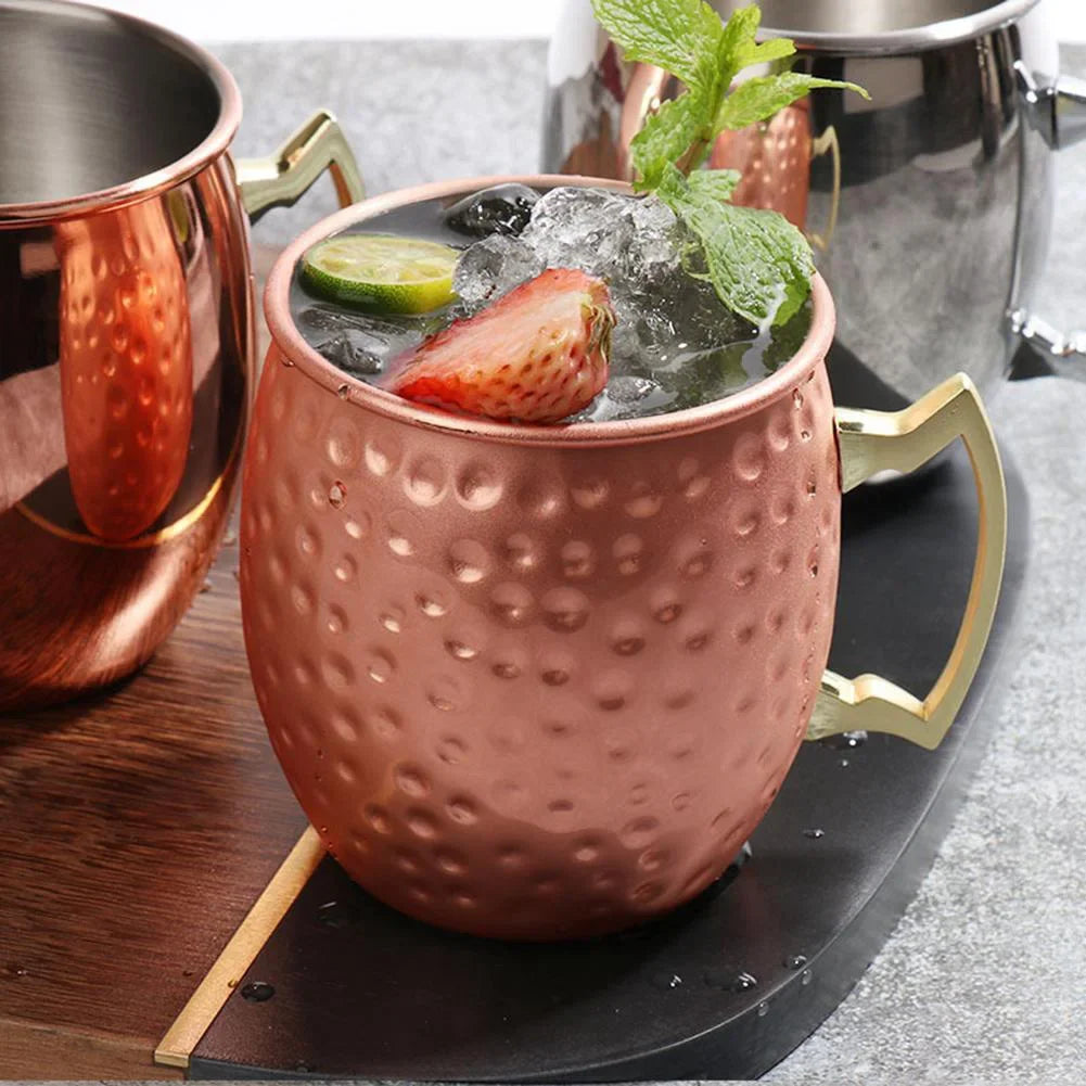 1-6PCS Cocktail Wine Cup Moscow Mule Mugs Stainless Steel Copper Plated Juice Beer Cup Coffee Mugs Bar Champagne Party Drinkware