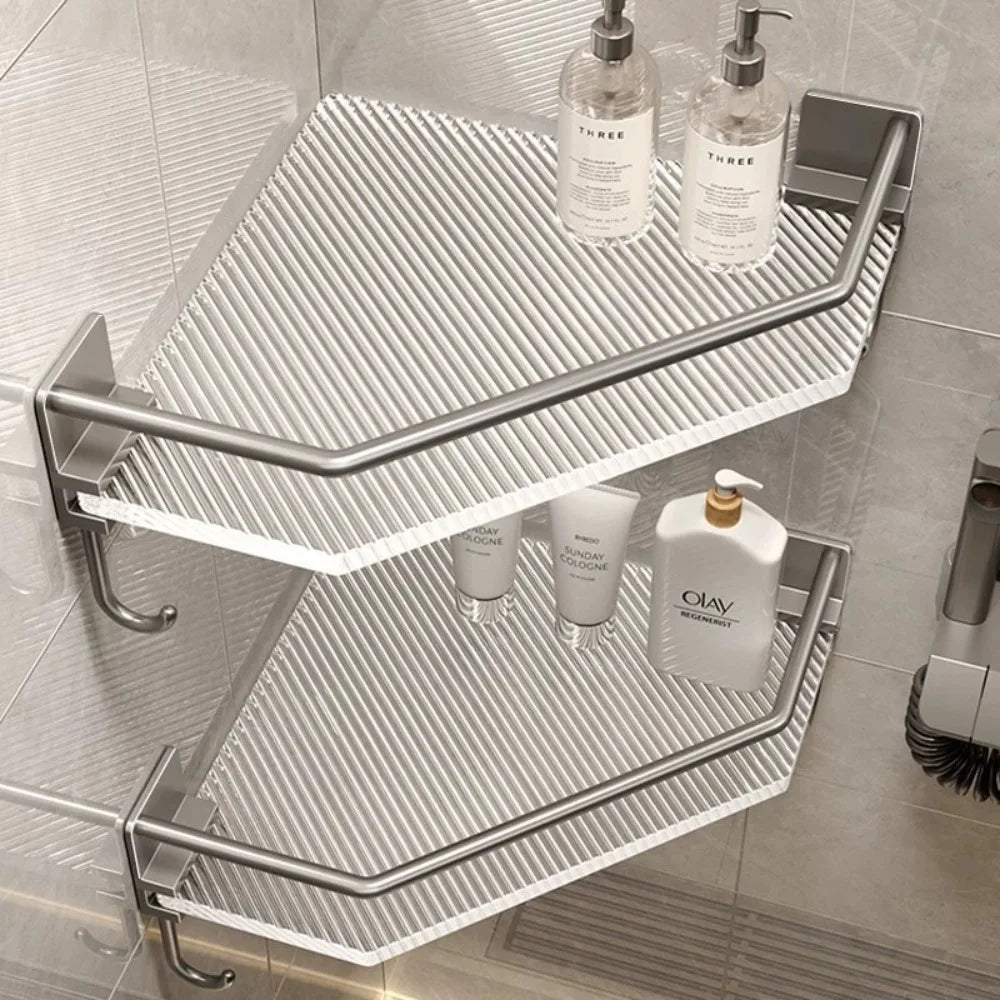 Wall Shelf No Drill Acrylic Triangle Bathroom Shelf Wall Mount Corner Storage Rack Large Capacity Organizer Bathroom Accessories