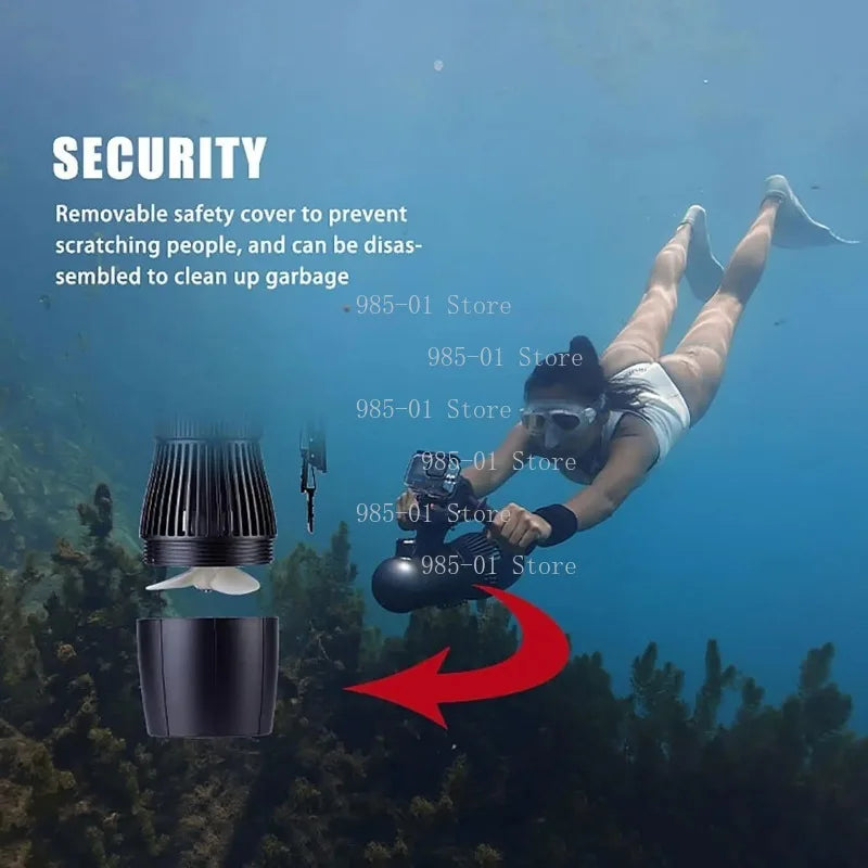 40m depth underwater water scooter, 500W brushless motor, 60-minute removable battery, portable electric diving equipment
