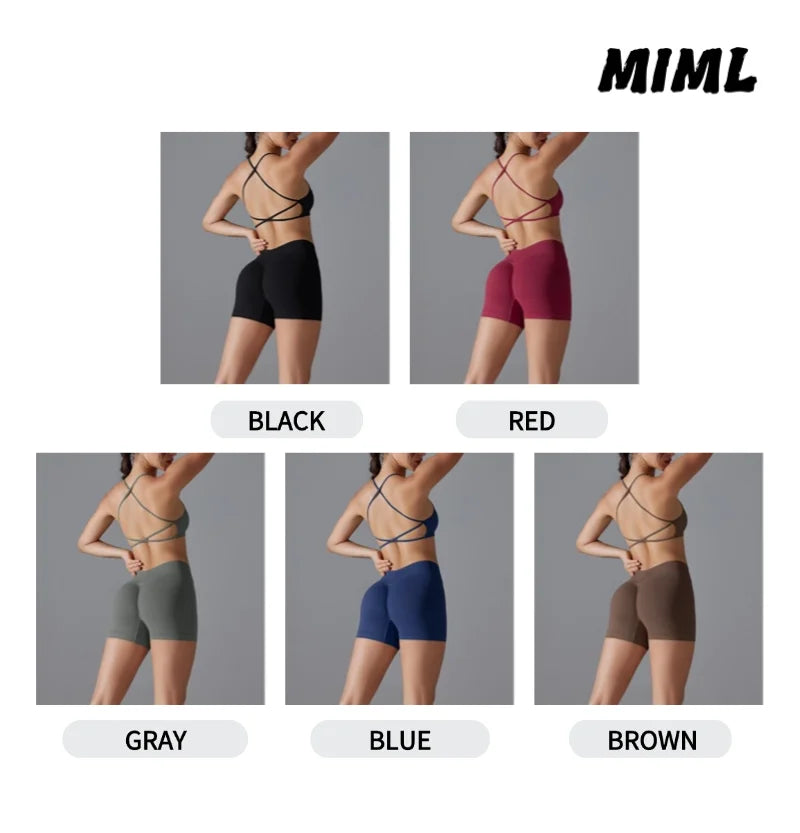 Women's Seamless Solid Color Cross Back High Elasticity Tight and Sexy Sports Bra Yoga Suit Set, Running and Fitness Two Pieces