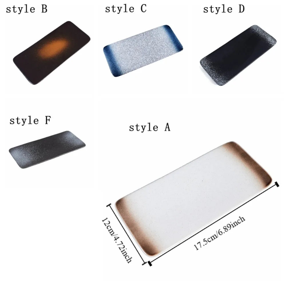 Kitchen Accessories Ceramic Japanese Style Sushi Plate Exquisite Fashionable Dinner Plates Elegant Rectangle Flat Plates Home