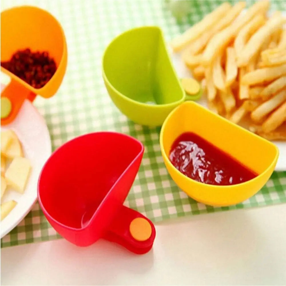 Colorful Dip Clip Bowls Clip-On Plastic Spices Dip Container Bowl Kitchen Gadgets Multi-Purpose Dipping Sauce Cups Kitchen