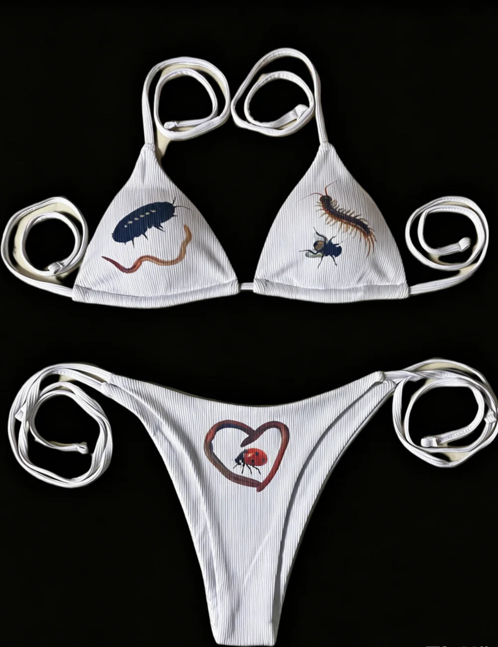 2026 New Y2K Summer American Retro Text Printed Hot Girl Hanging Neck Strap Bikini Street Trend Simple Leisure Beach Vacation