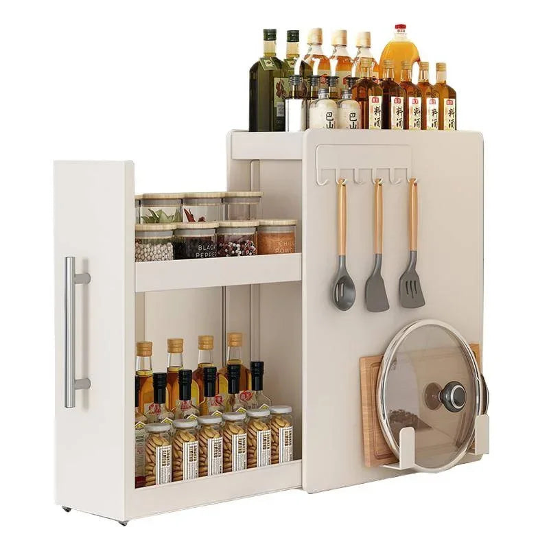 Shelf Kitchen Pull-out Seasoning Countertop Multifunctional Seasoning Storage Rack Dustproof Extremely Narrow Side Box Cabinet