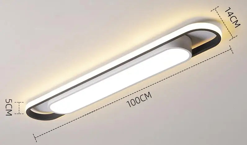 LED Ceiling Light, Minimalist Modern Light, Long Strip, Creative Bal Living Room, Bedroom, Study, Human Body Sensing Rectangular