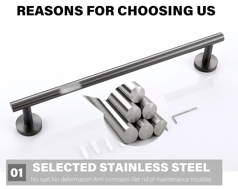 Bagnolux Stainless Steel Gun Gray Black Polished Chrome Brushed Gold Hanger Hook Towel Bar Paper Holder STURDY HANDS