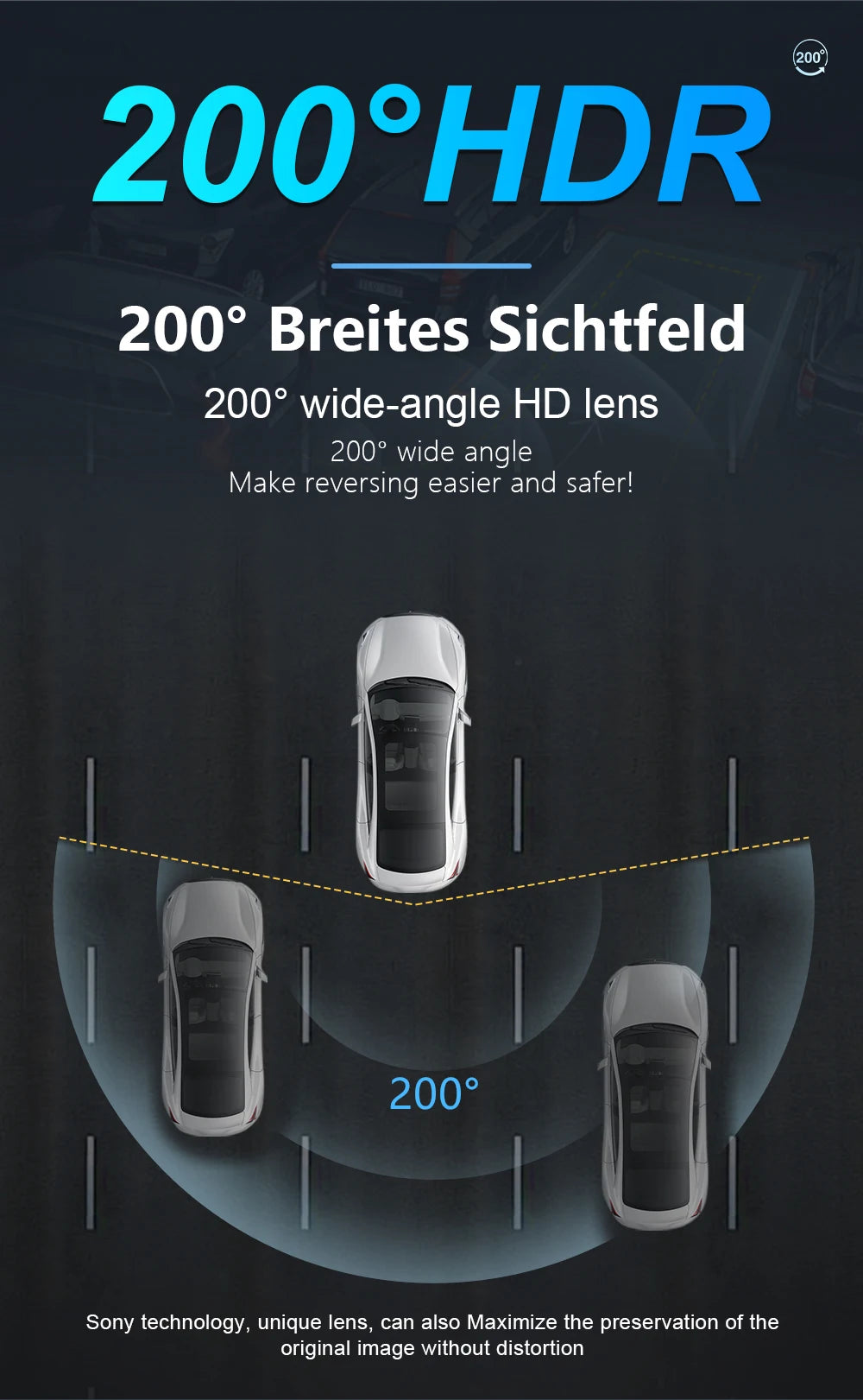 Car Rear View Camera 200° AHD 1920x1080P for Fisheye Golden Lens Full HDR Night Vision Vehicle back car reversing Front Camera
