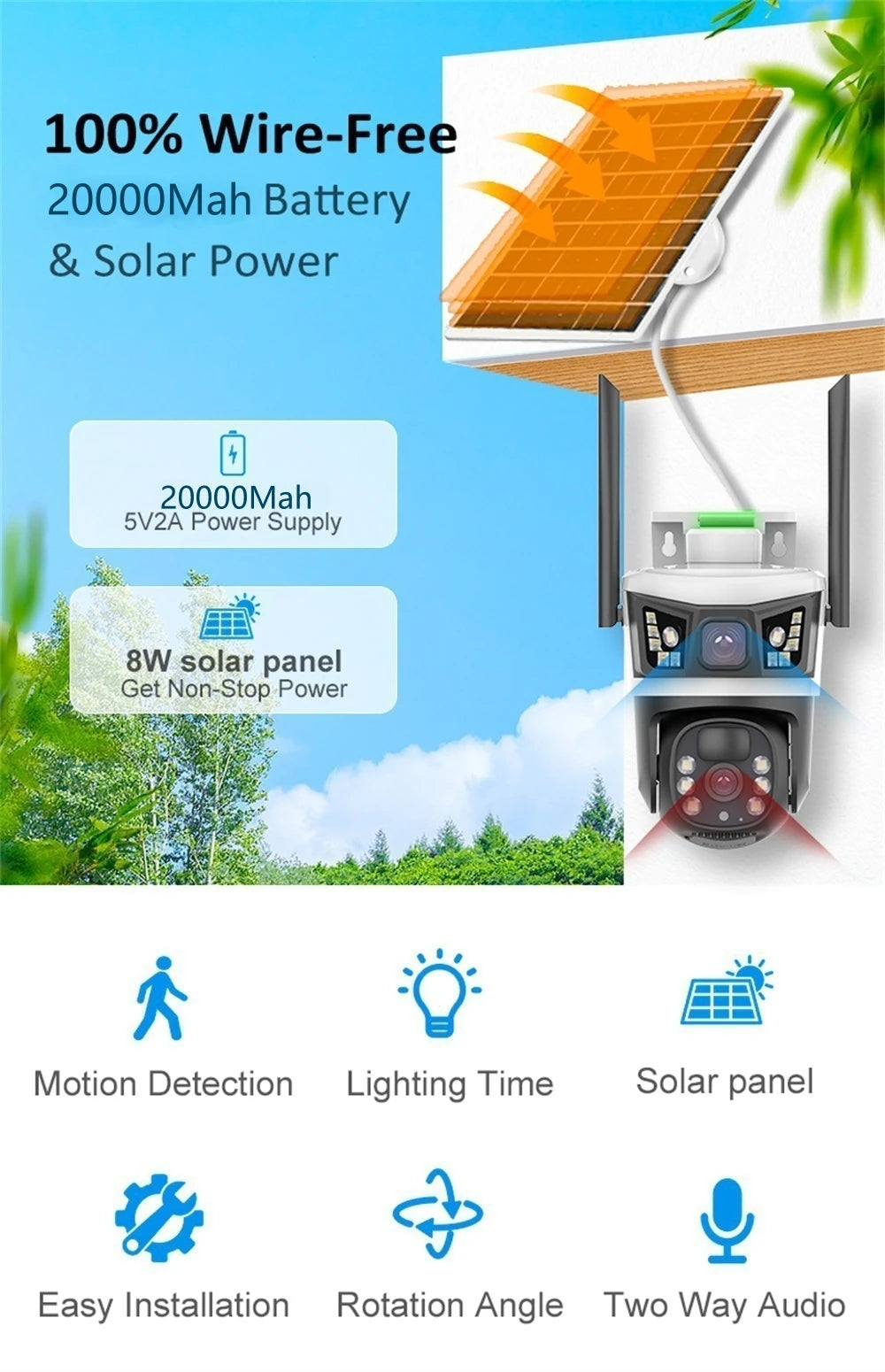 12MP 6K solar security cameras outdoors 4G SIM Card Wireless IP camera Waterproof PIR Color Night Vision CCTV Cameras YOOSEE