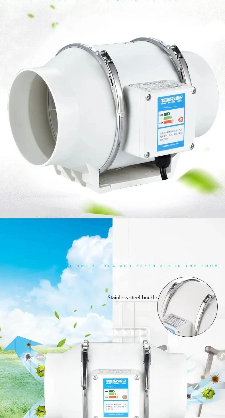 Exhaust Fan Home Mute Inline Duct Fan Bathroom Exhaust Fan Ventilation Equipment Kitchen Bathroom Wall Mounted Air Purifying Ve