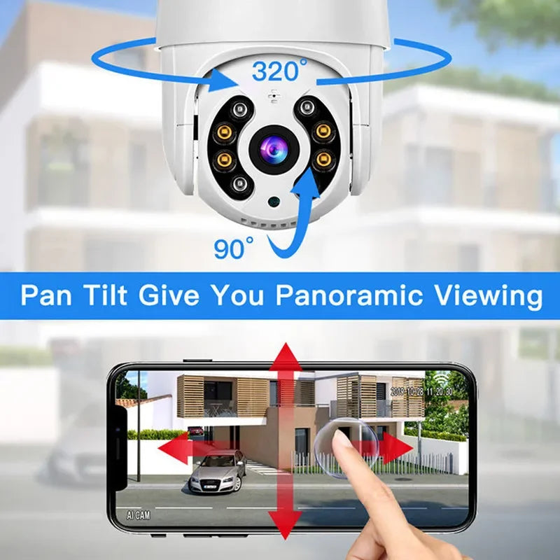 iCsee Outdoor Security Camera - 8MP 4K Wireless PTZ IP Cam with Color Night Vision & AI Auto Tracking, Home CCTV Surveillance