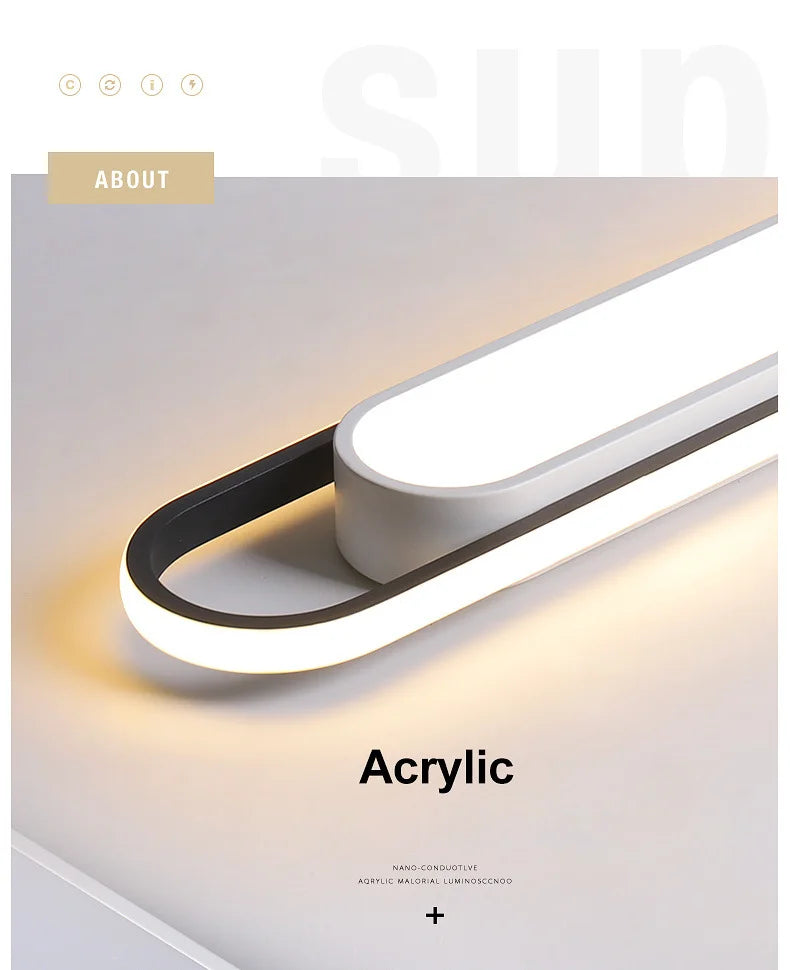 LED Modern Ceiling Light 220V Oval Strip Light Home Decor Corridor Light for Stairwells Balcony Living Room Lighting Fixture