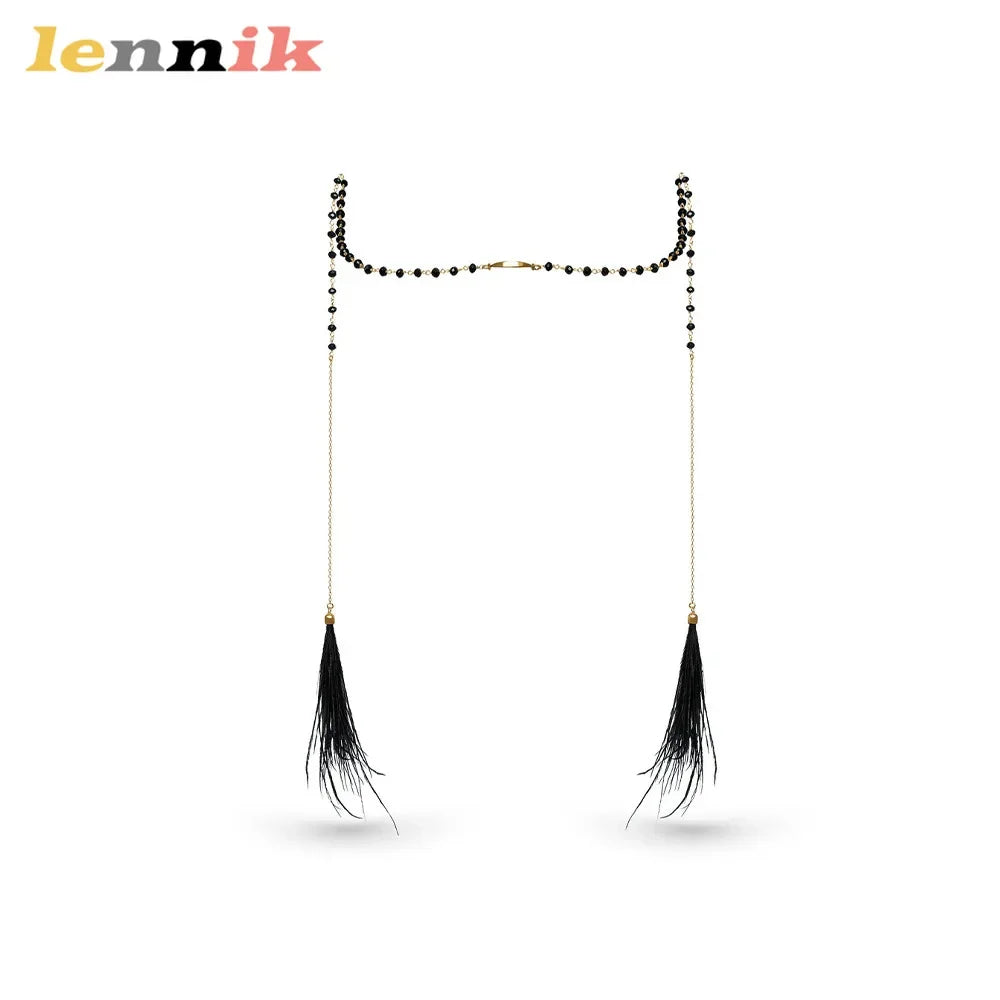 Personalized Design Plated Face Chain, Feather Beaded Tassel Style, Women's Street Shooting Accessory, Hot Sale Popular Item