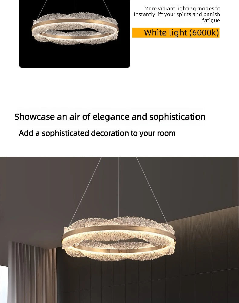 Modern Light Luxury Living Room Chandelier Round Led Hall Light Designer Creative Model Room Bedroom Dining Room Lighting
