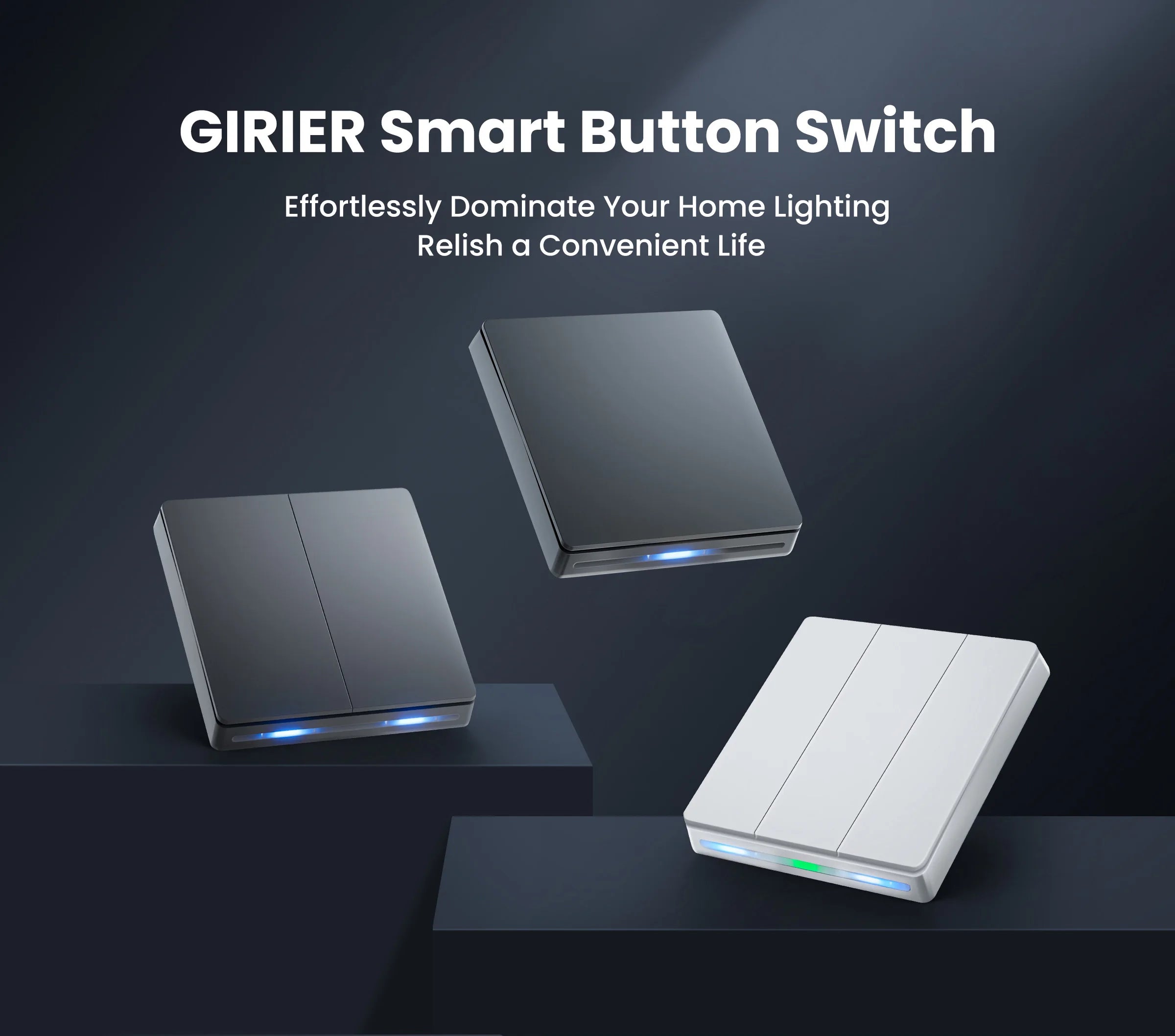 GIRIER ZigBee Wall Switch Tuya Smart Button Light Switches 1/2/3/4 Gang Support Neutral or without Neutral Wire Works with Alexa