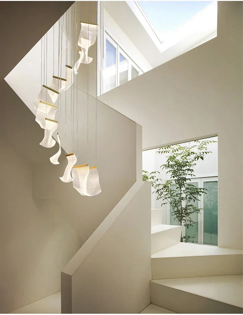 Modern LED Pendant Lights Living Dining Room Lighting Lustre Decor Chandelier Indoor Villa Duplex Stairs Hanging Lights Fixture