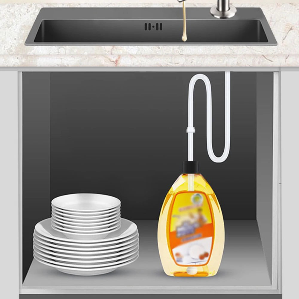 Slim Metal Head Liquid Soap Dispenser Kitchen Sink Bathroom Under Counter Lotion Holder Pump Dish Wash Detergent Silicone Tube