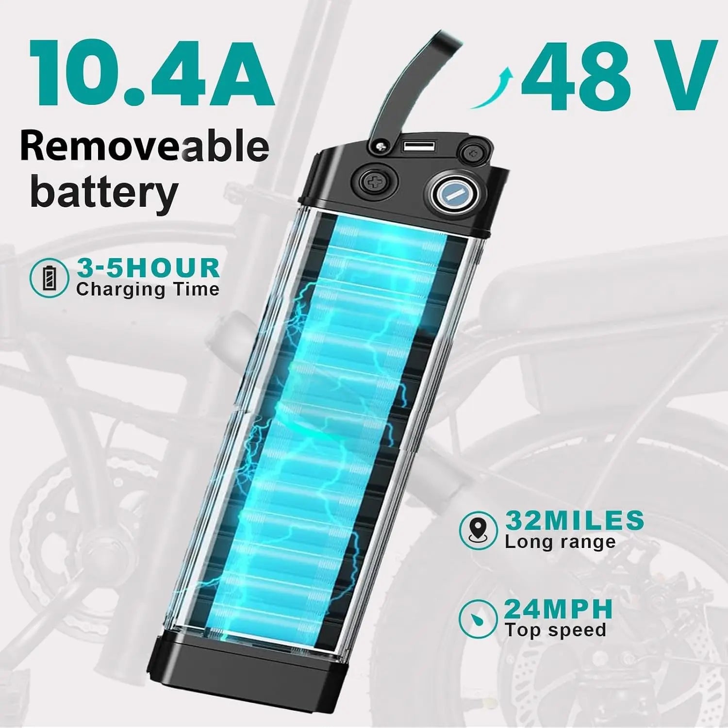 Electric Bike for Adults and Teens, 520W-1200W Motor, 20-28MPH, 32 Miles Range, 48V 10Ah Battery, 3-Level Pedal, Customized
