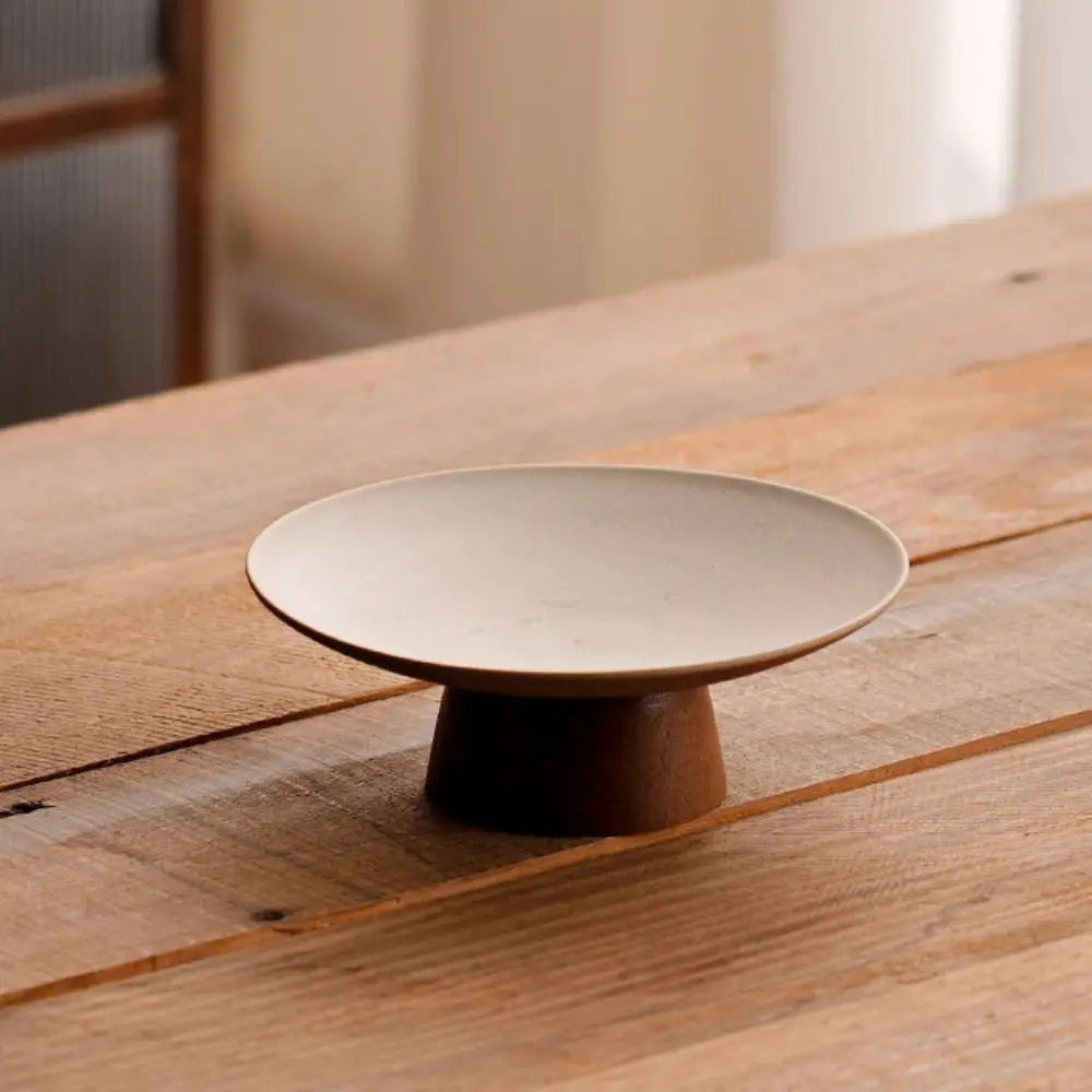Kitchen Organizer Ceramic Storage Tray Durable Wooden Dessert Tray Reusable Simple Fruit Plate Commercial