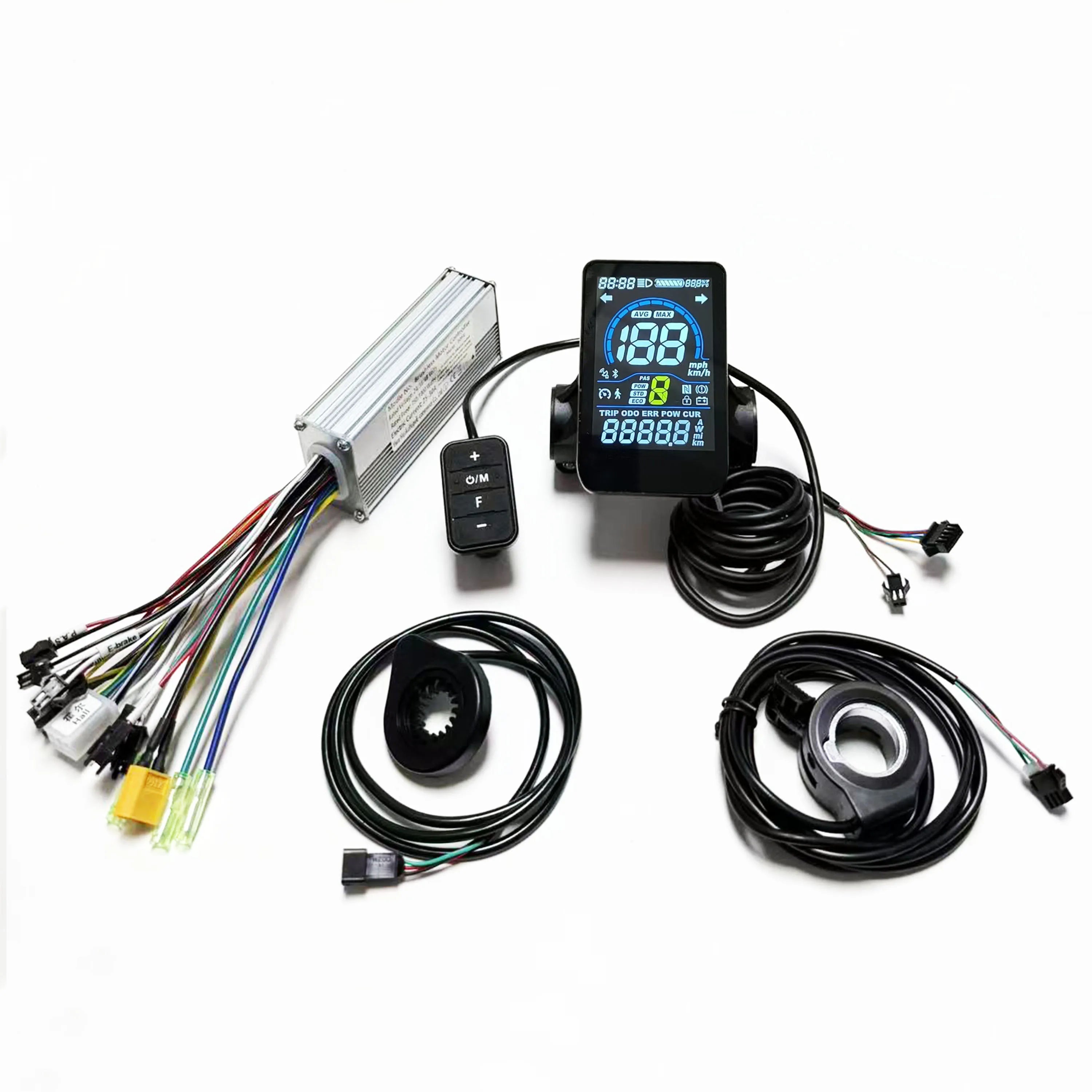 E-Scooter Brushless Motor Controller 9 MOSFET 24V 36V 48V 350W 500W 25A-30A With UART No.2 LCD Display, PAS,Throttle for E-Bike