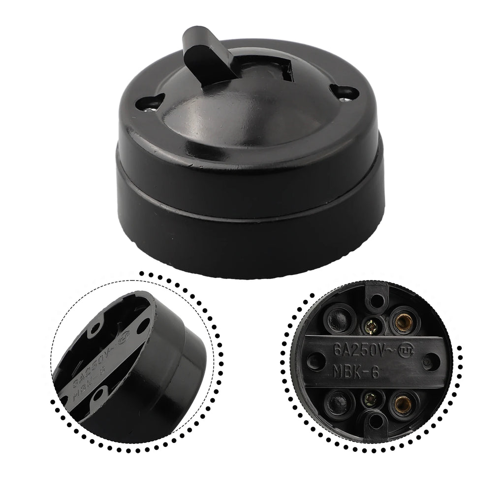 Single Control Switch Round Wall Mounted Easy Install Household Light Switch Retro Retro Style 1PC High Quality