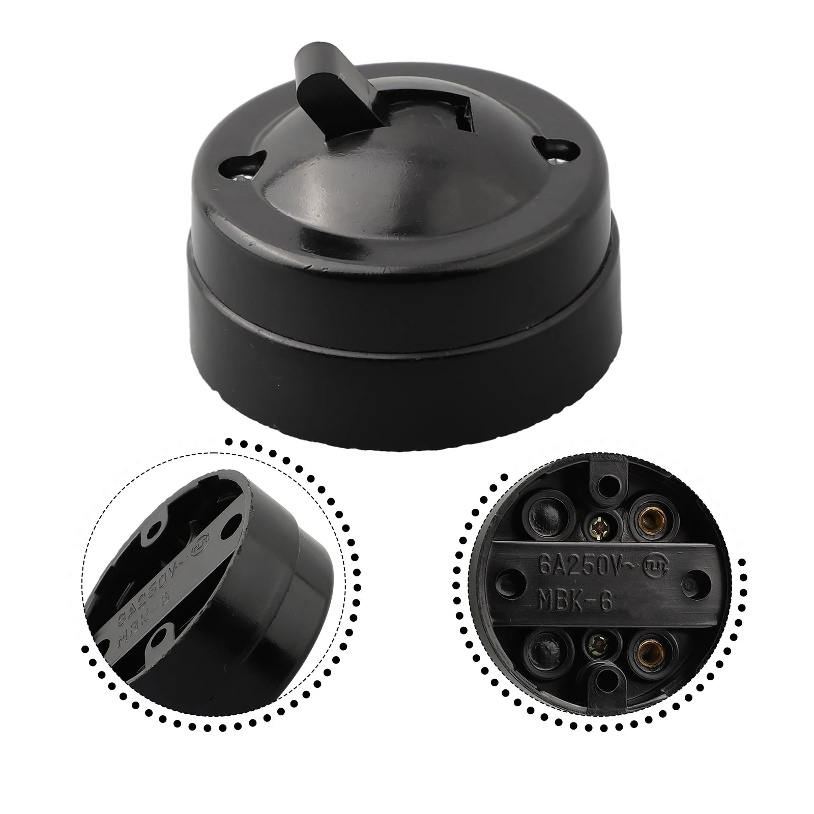 Single Control Switch Round Wall Mounted Easy Install Household Light Switch Retro Retro Style 1PC High Quality