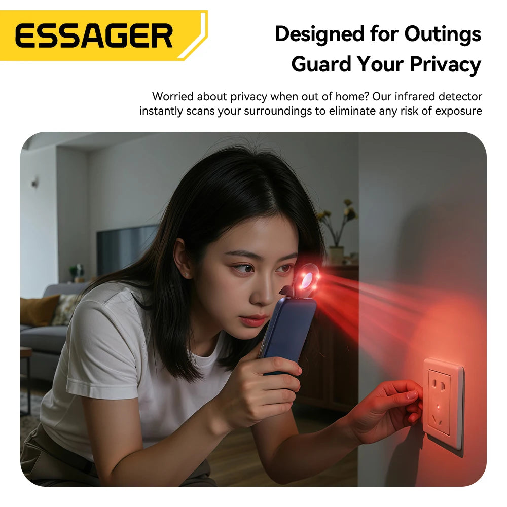 Essager Camera Infrared Detector Safe&Anti-Peeping Protection Detector Hotel Pinhole Lens Detect Security Alarm Anti Spy Candid