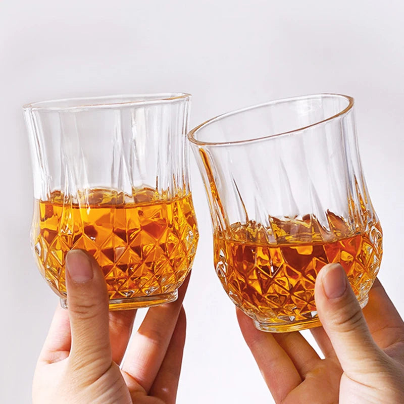 Drinkware Wine Glasses Aesthetic Cups Diamond Sculpture Tumblers Juice Glass Transparent Coffee and Tea Tableware Elegant Glass