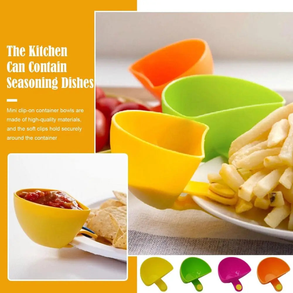 Colorful Dip Clip Bowls Clip-On Plastic Spices Dip Container Bowl Kitchen Gadgets Multi-Purpose Dipping Sauce Cups Kitchen