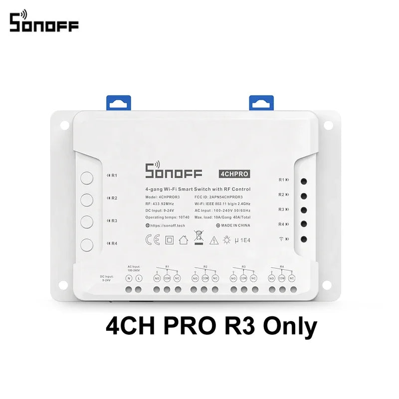 SONOFF WiFi 4CH PRO Smart Switch R3 4 Gang with RF Control 3 Working mode Smart Light Switch eWeLink APP Control Smart Module