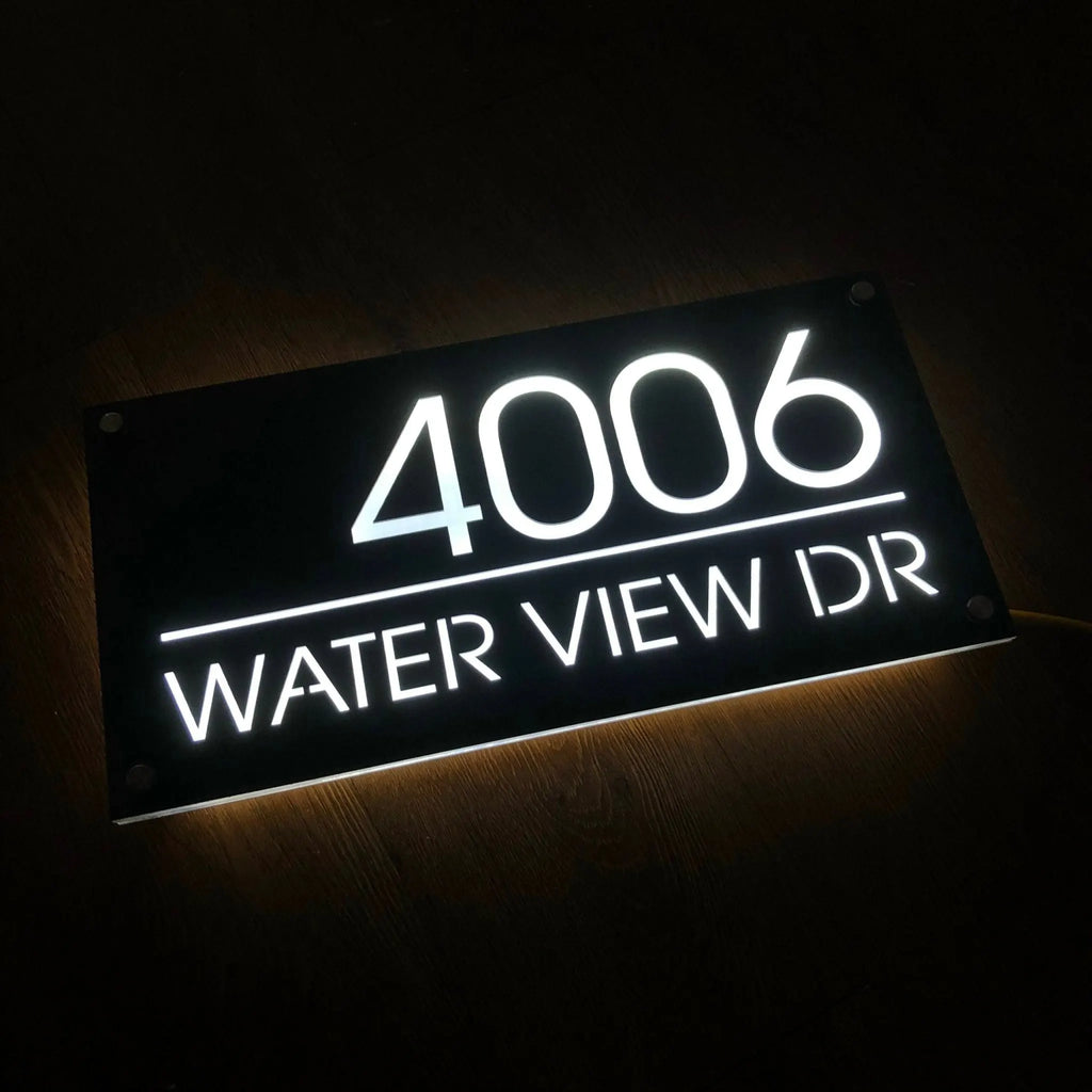 House Floating Apartment LED Custom Content Numbers Horizontal Outdoor Modern Light Acrylic Home Llluminated Address Street Sign