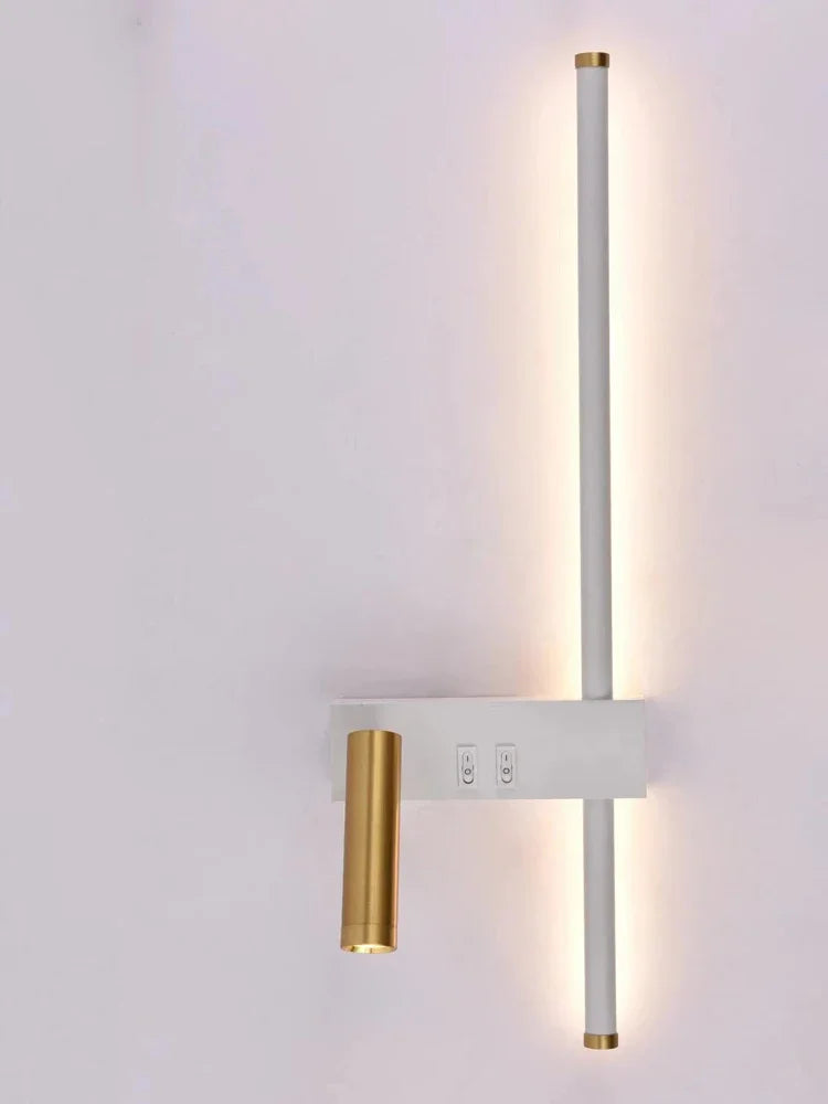 Reading and switching simple wall lamp bedroom bedside lamp Nordic 2023 master bedroom line background wall lamp