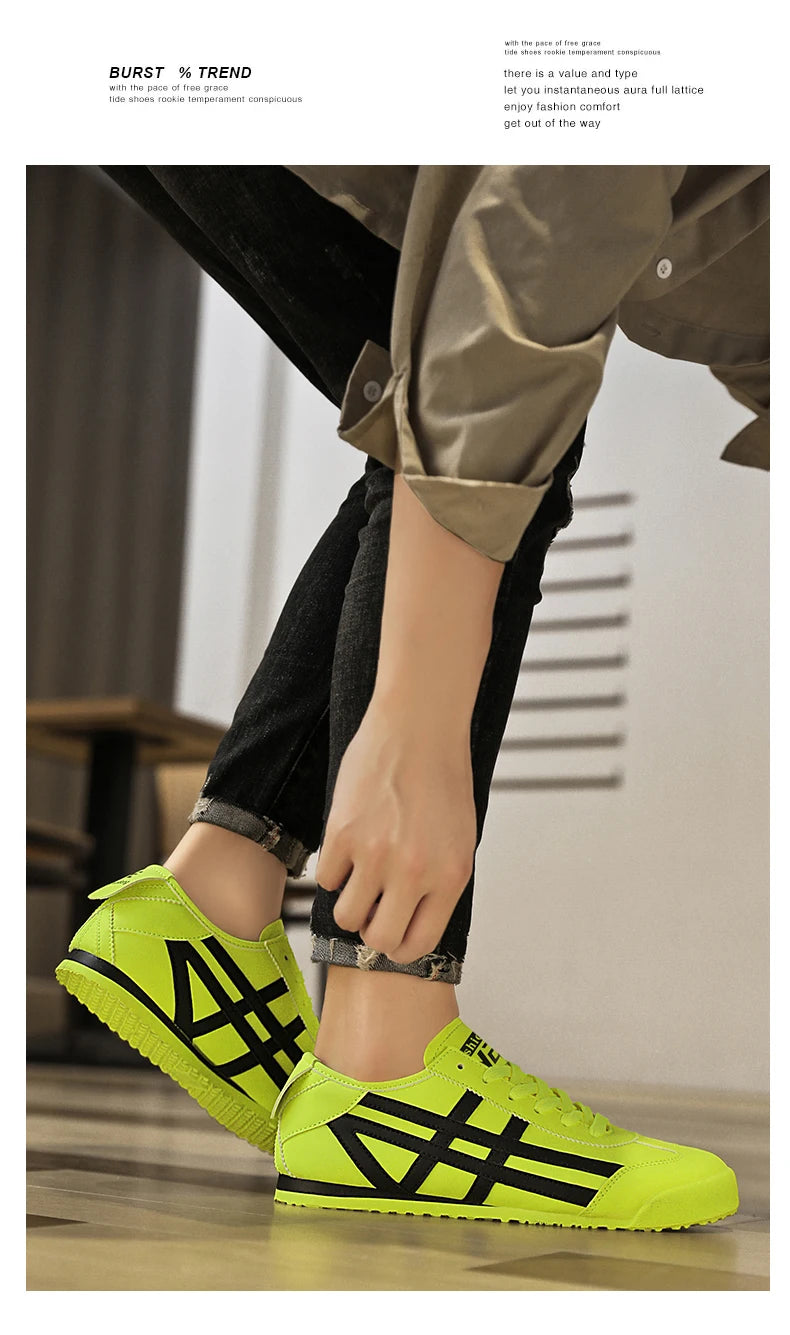 Fashion Couple Canvas Shoes Classic Design Green Leather Casual Shoes For Men Trendy Low-cut Lightweight Original Men's Sneakers