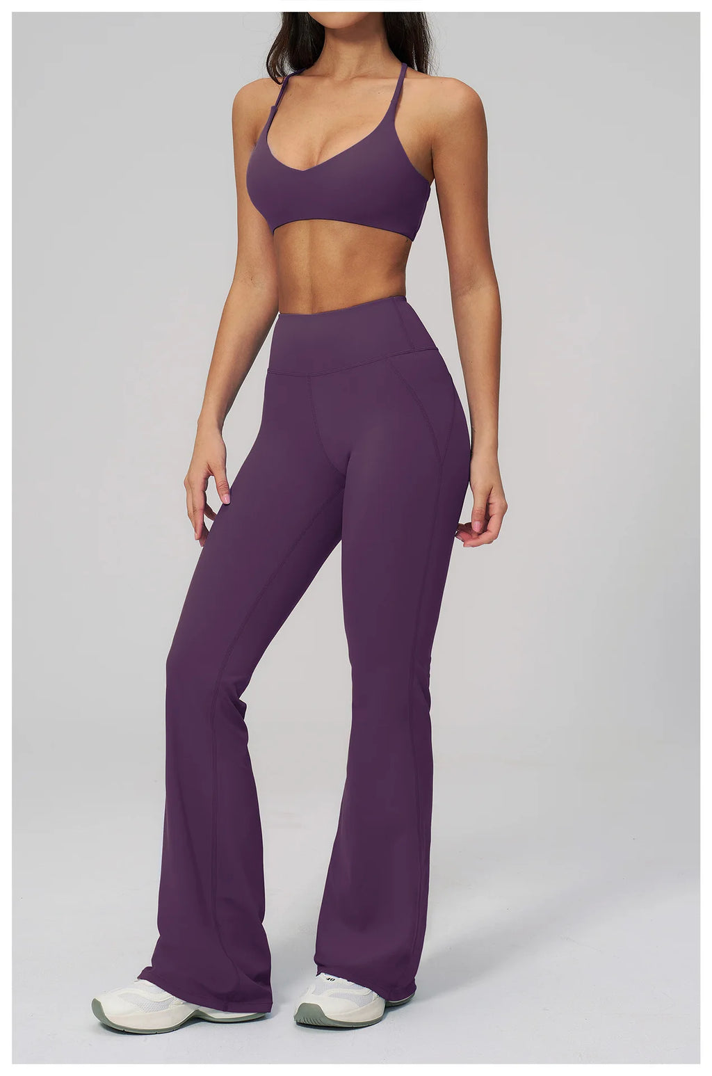 2PCS Flared Pants Yoga Set Women's Tracksuits Gym Fitness Outfits Sports Sets Female Shockproof Sports Bra Yoga Workout Clothes