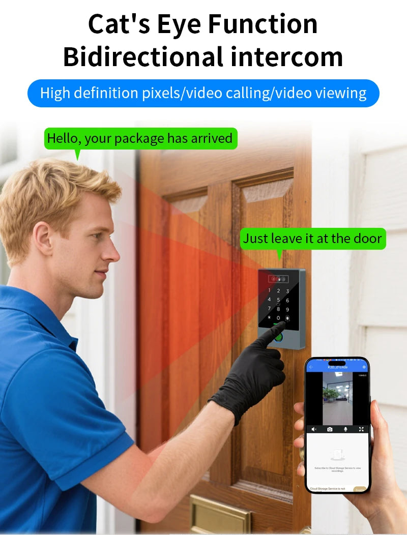 TTLOCK Smart Visual Intercom IP68 Waterproof IC Card Fingerprint WiFi Face Recognition Access Control Machine Home Security