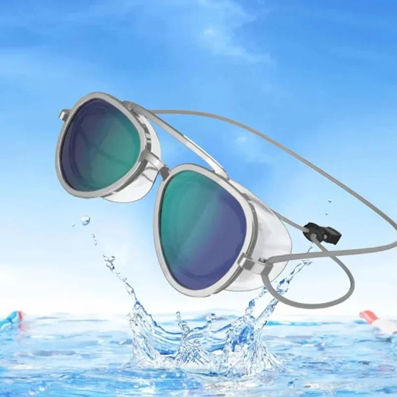 Vintage Fashionable Sun Protection Glasses Men Women Outdoor Travel Adjustable Drawstring Full Angle Silicone Surfing Glasses
