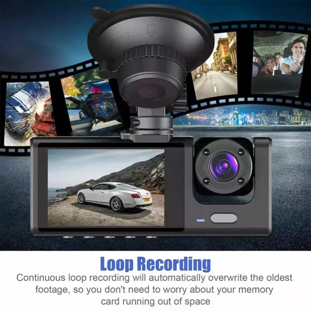 3 Camera Lens Car DVR 3-Channel Dash Cam HD 1080P Dash Camera Dual Lens Dashcam Video Recorder Black Box dash camera car dvr