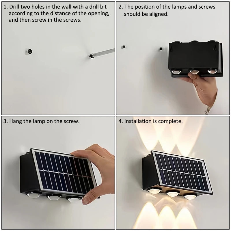 Modern Minimalist Solar Wall Light 4/6/8 LED Outdoor Waterproof Ip65 Garden Hallway Balcony Up and Down Light Wall Light