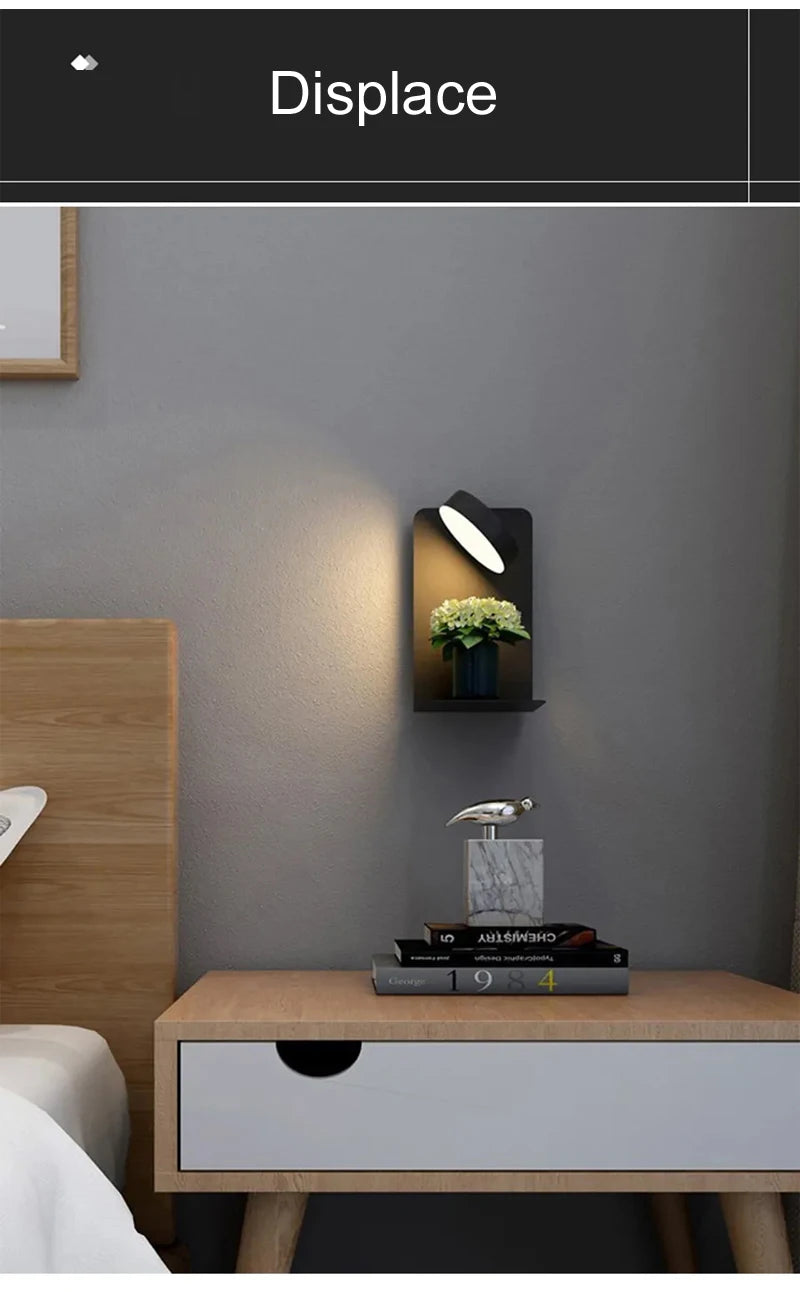 Modern LED Wall Lamp With Switch USB Charging Port 9W Black White Aisle Wall Lights Bedroom Bedside Wall Sconce Decoration Lamps
