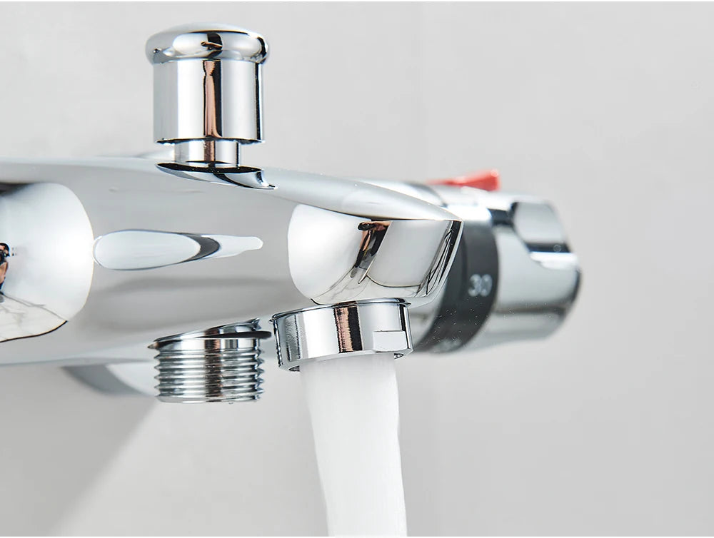 Chrome Thermostatic Shower Faucets Set Bathroom Thermostatic Mixer Tap Hot And Cold Bathroom Mixer Mixing Valve Bathtub Faucet