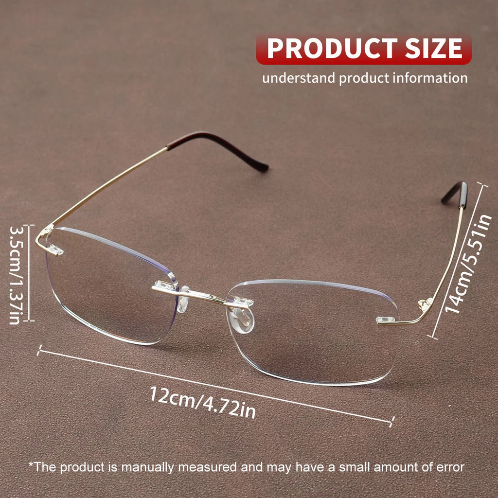 Photochromic, Progressive Multifocal Reading Glasses, Stylish Frameless Design, Includes 1 Piece of Integrated Reading Glasses as a Gift, Unisex.