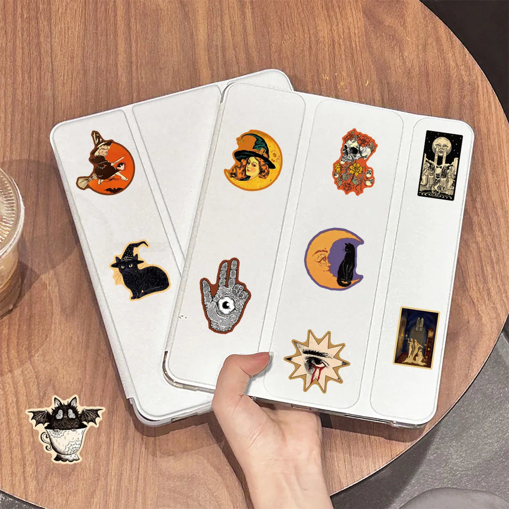 50Pcs Occult Celestial Creepy Stickers Gothic Moon Decals For Phone Scrapbook Suitcase Skateboard Guitar DIY Aesthetic Stickers