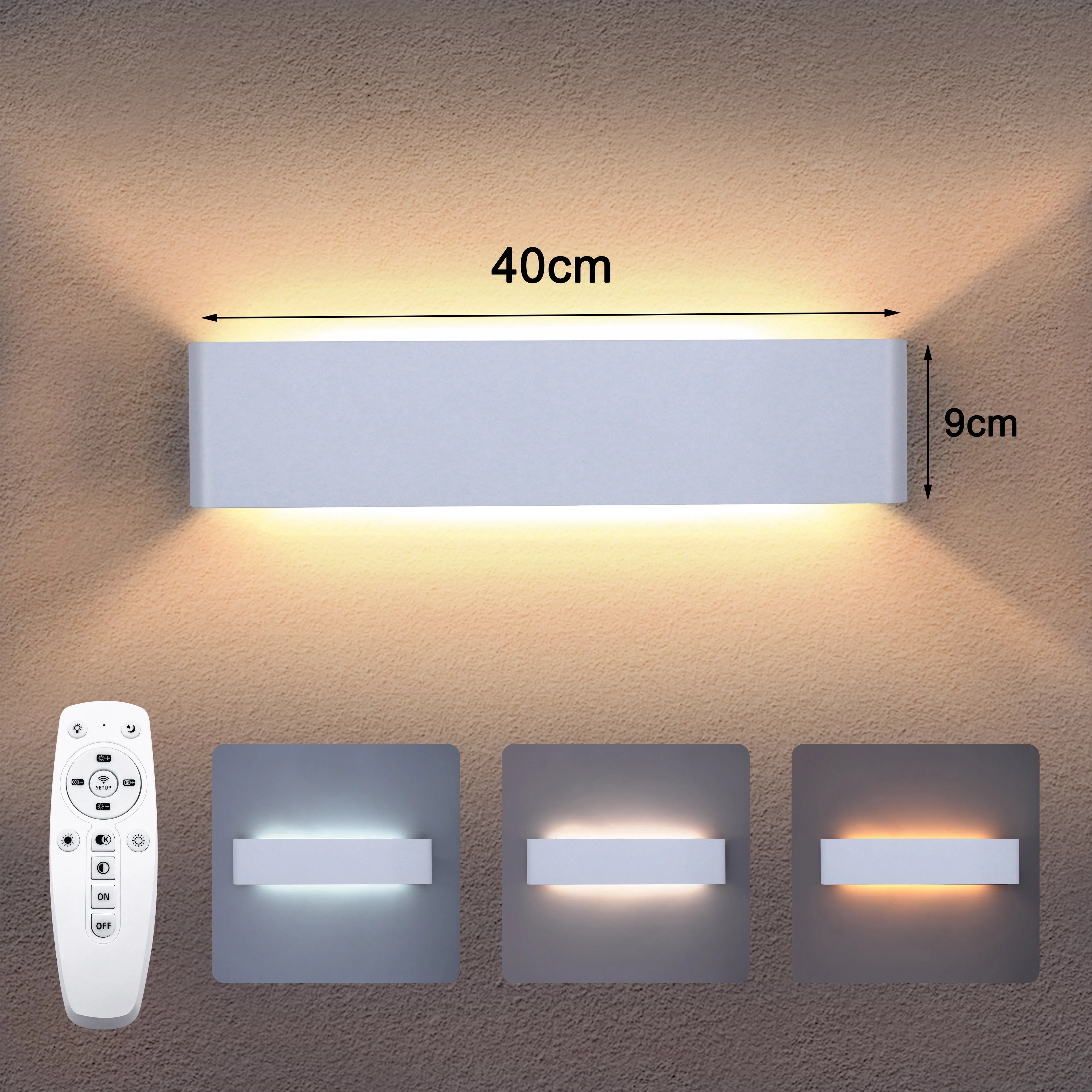 16W Remote Control Dimming Wall Lamp Aluminum Living Room Bedroom Bedside Indoor Decoration Light Home Modern LED Wall Lights