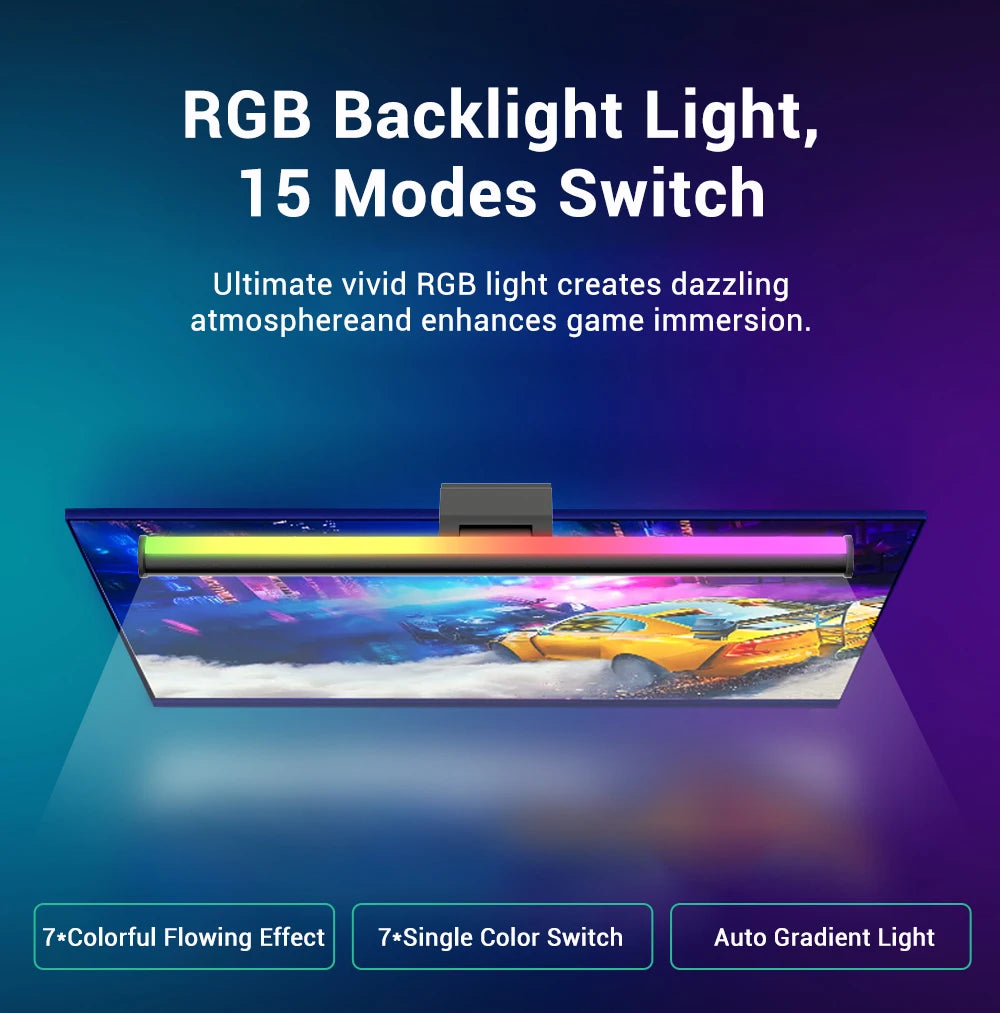 Smart RGB Monitor Light Bar Led Lights Wifi Dimmable Setup Gaming Room Decor Lightbar PC Screen Hanging Remote Control Desk Lamp