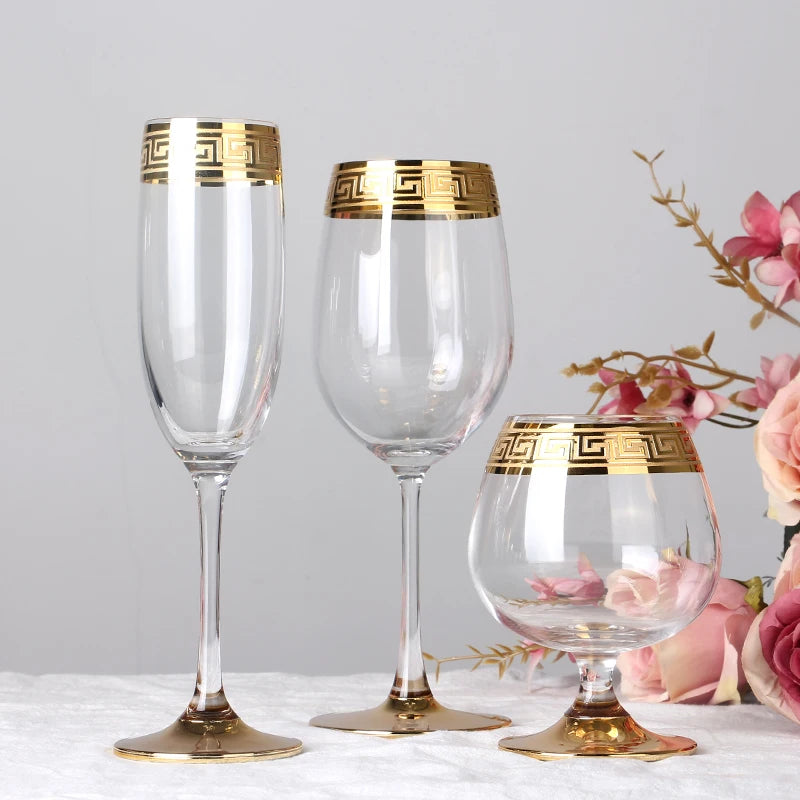 Phnom Penh Silver Rim European Glass Brandy Champagne Glasses Tall Wine Glasses Crystal Wine Glasses Table Household Glasses